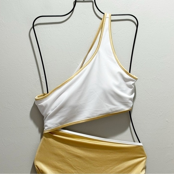 VICTORIA’S SECRET Women’s Essential Cutout One-Piece Swimsuit Gold White Sz XL - Picture 4 of 8